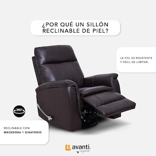 Foto 3 | Sillón Reclinable Cosmobel Harry de Piel con Sistema de Mecedora y Giratorio Café