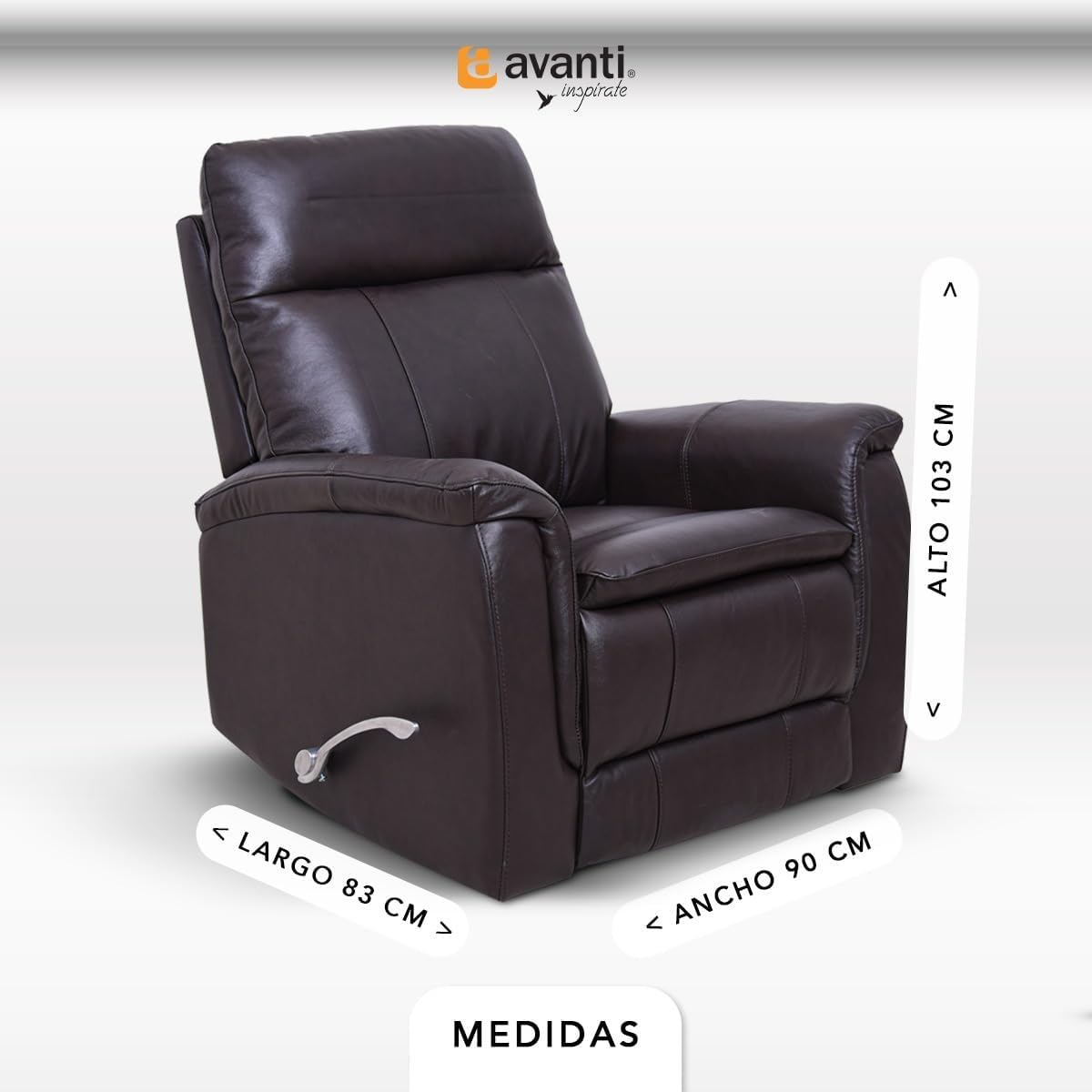 Foto 6 | Sillón Reclinable Cosmobel Harry de Piel con Sistema de Mecedora y Giratorio Café