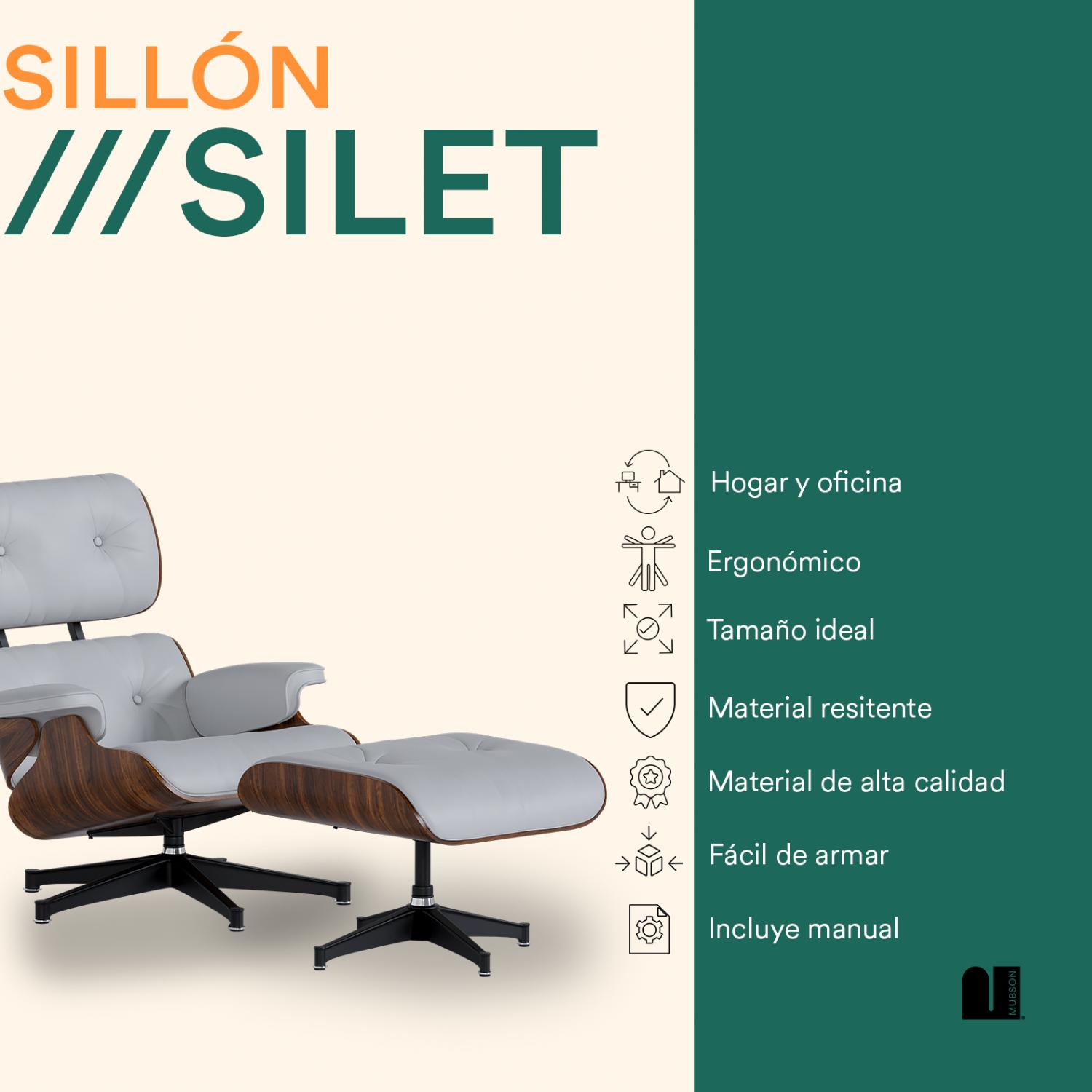Foto 2 | Sillón con Otomana Mubson Sofá Individual Reclinable Silet Blanco