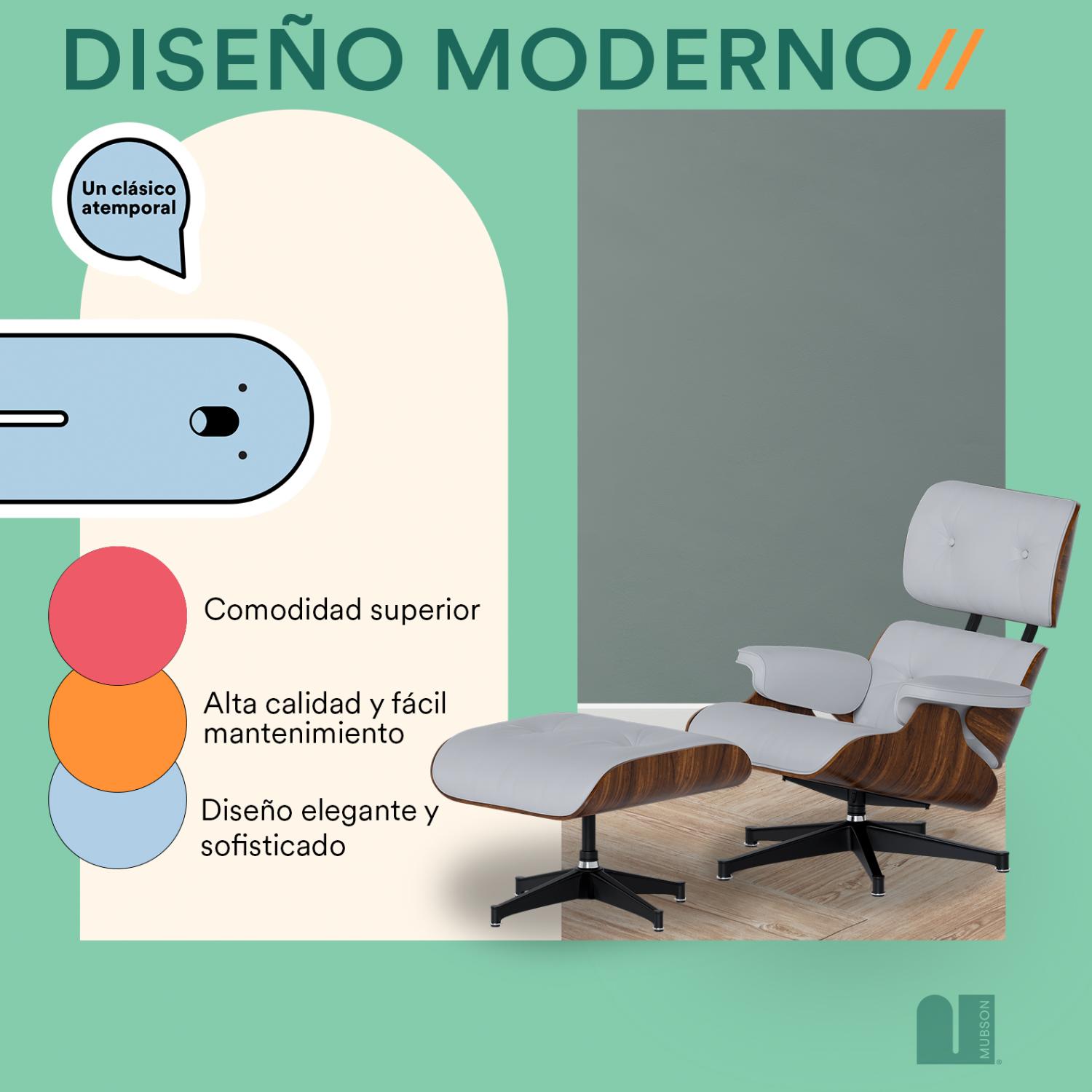 Foto 4 | Sillón con Otomana Mubson Sofá Individual Reclinable Silet Blanco