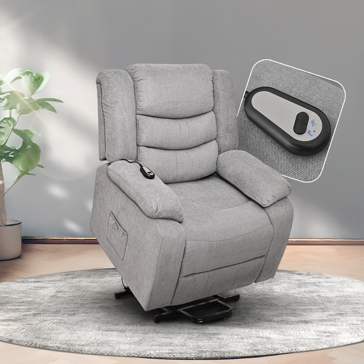 Foto 1 | Sillón Reclinable Eléctrico Turin De Tela Color Gris - Con Elevador