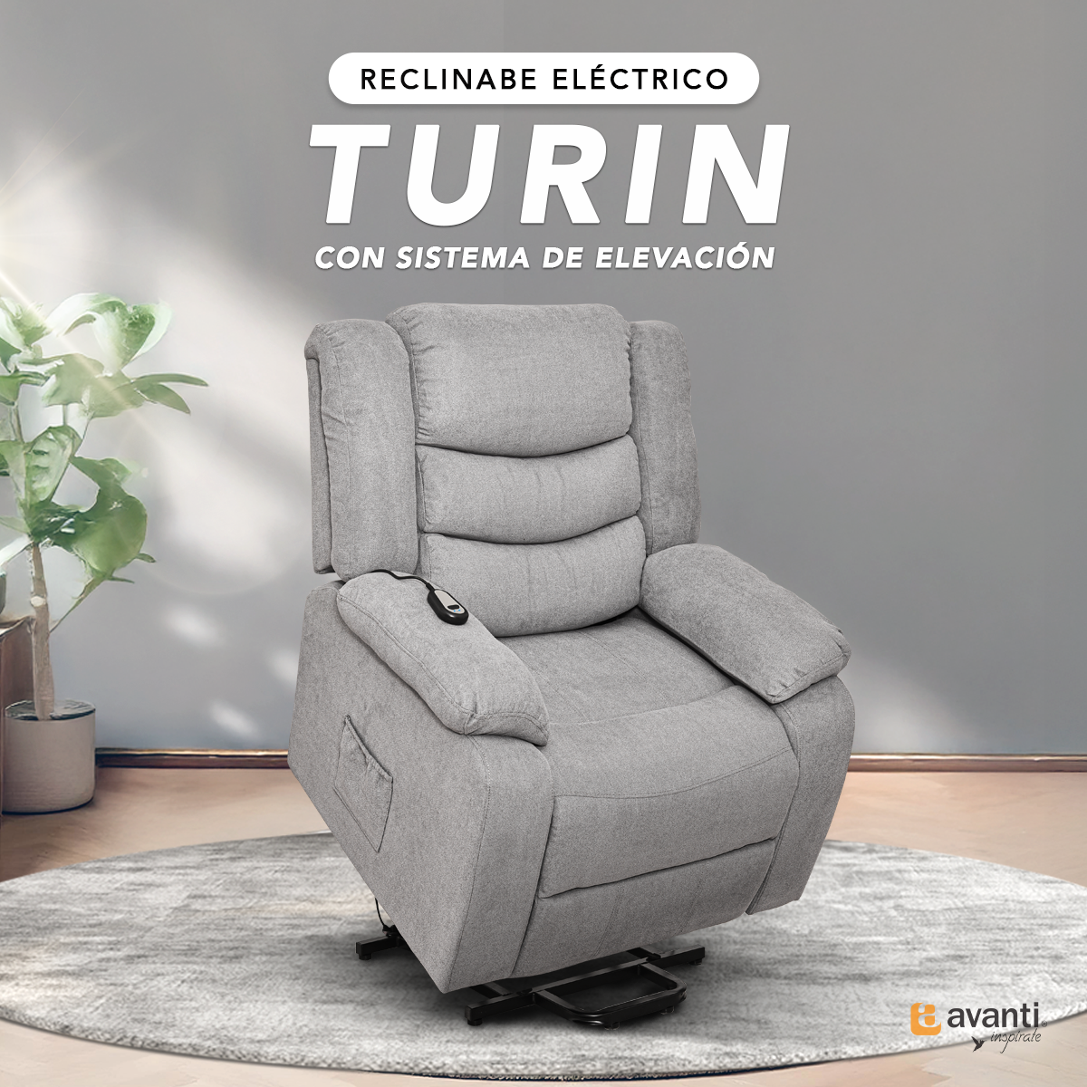 Foto 3 pulgar | Sillón Reclinable Eléctrico Turin De Tela Color Gris - Con Elevador