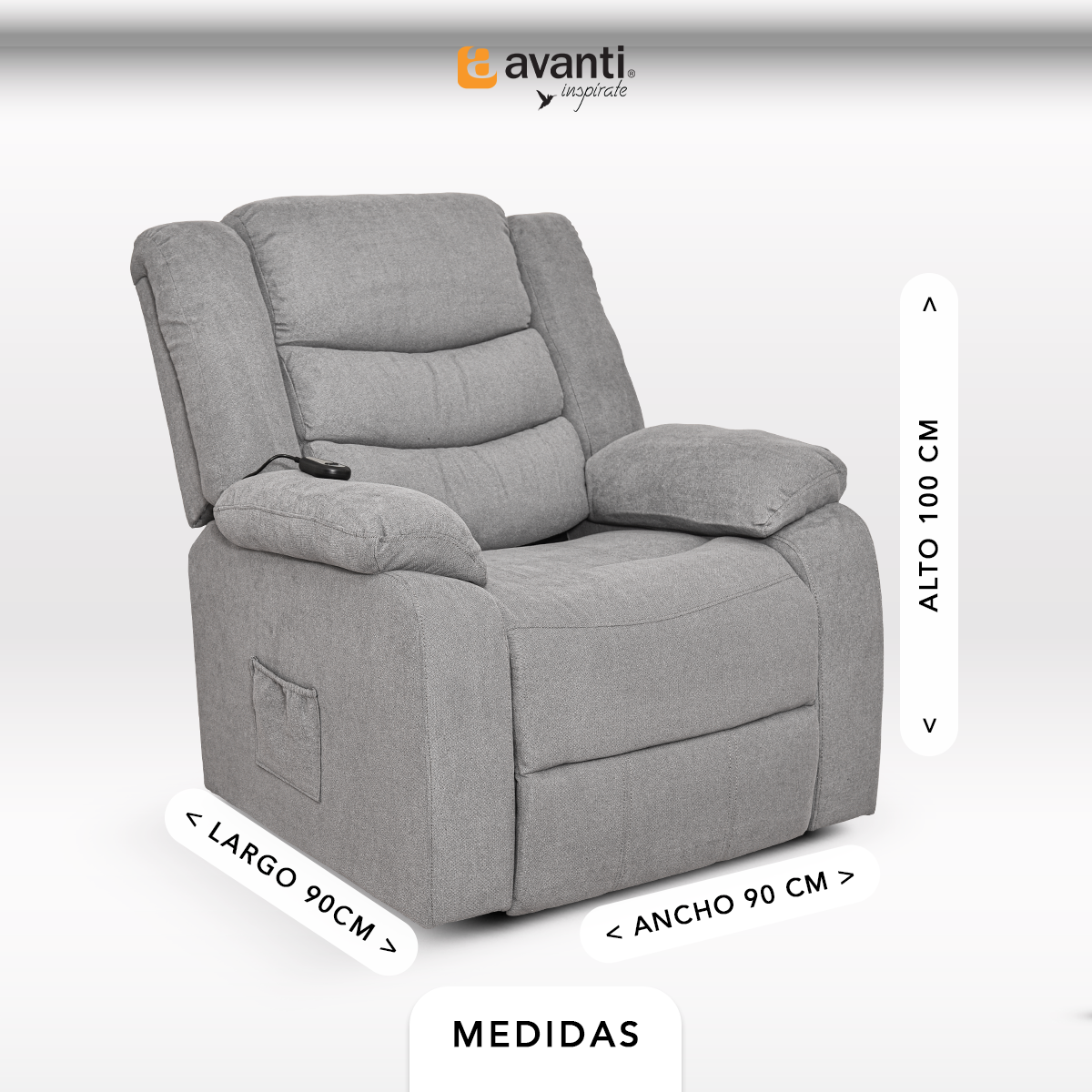 Foto 5 pulgar | Sillón Reclinable Eléctrico Turin De Tela Color Gris - Con Elevador
