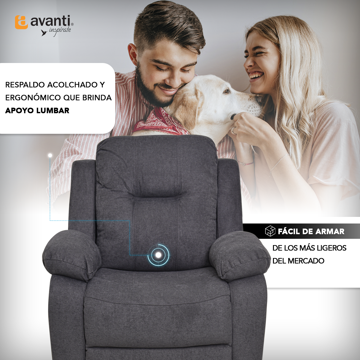Foto 4 pulgar | Sillón Reclinable Eléctrico Cloe De Tela Color Gris