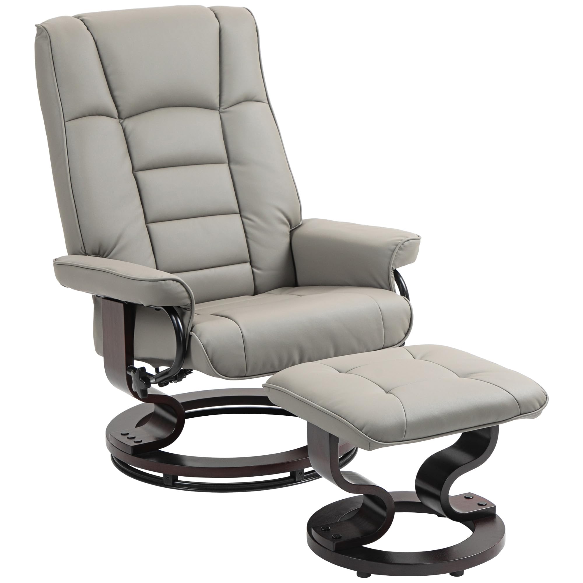 Foto 2 pulgar | Silla Reclinable Homcom De Piel Sintética Con Otomana Gris - Venta Internacional.