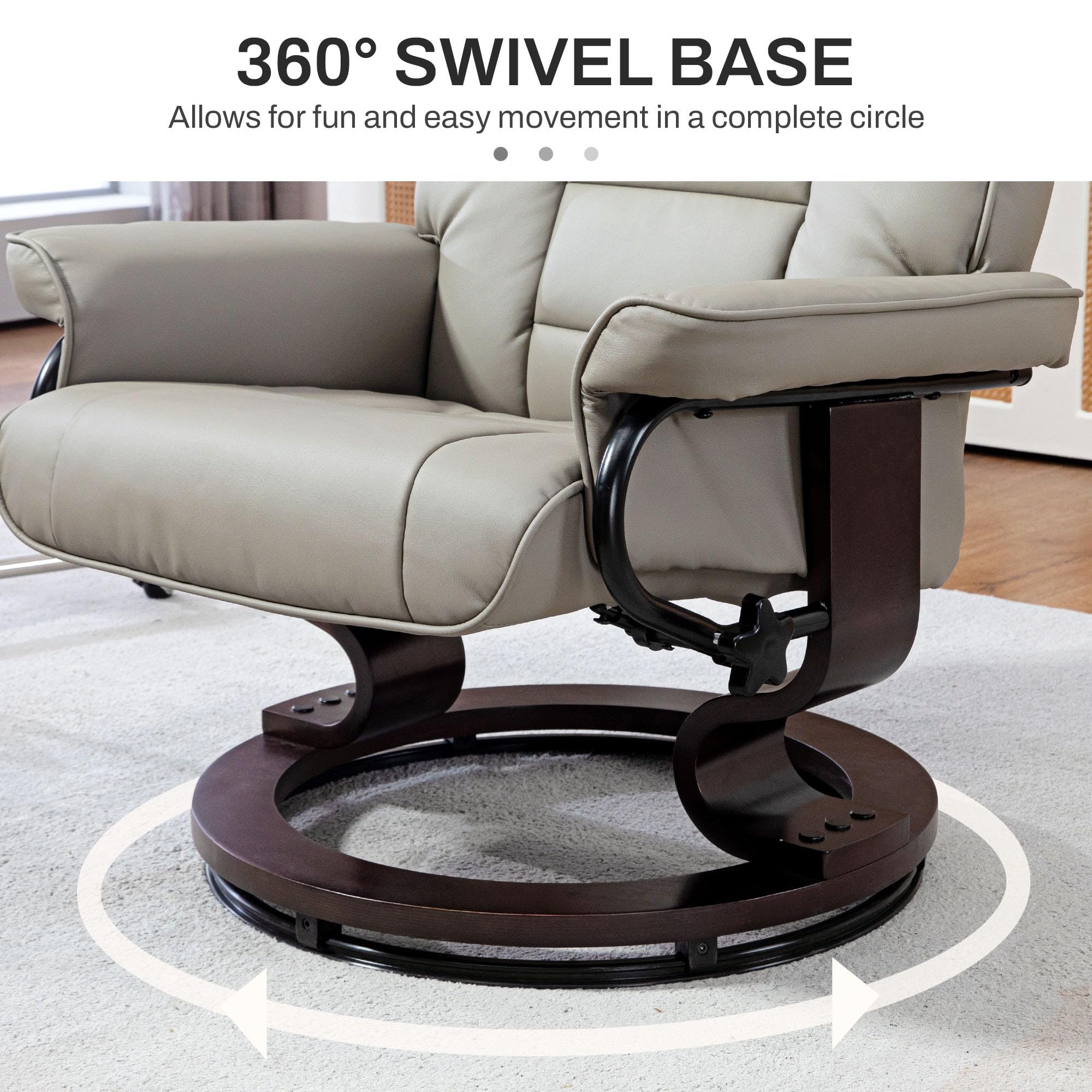 Foto 5 pulgar | Silla Reclinable Homcom De Piel Sintética Con Otomana Gris - Venta Internacional.