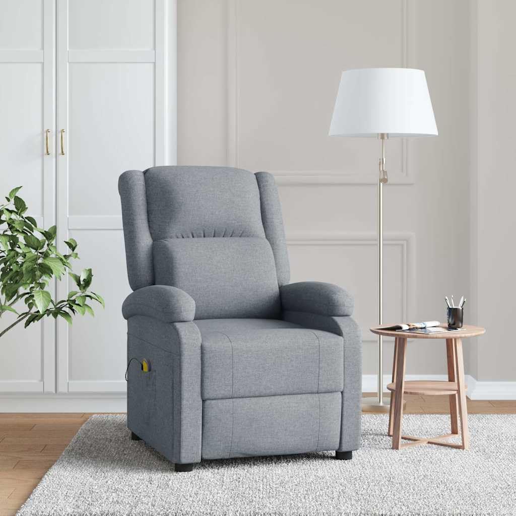Foto 3 pulgar | Sillón Reclinable De Masaje Vidaxl De Tela Gris Claro Con Masaje Vibratorio - Venta Internacional.