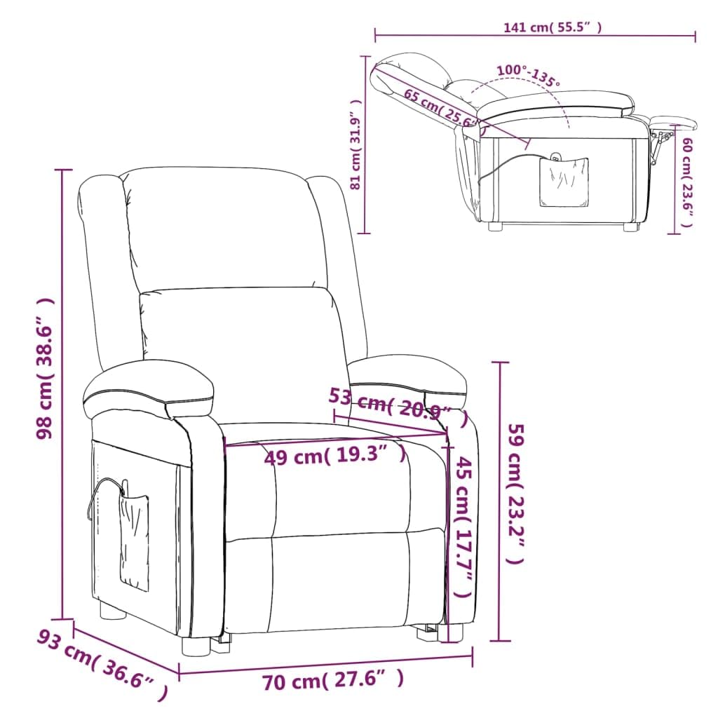 Foto 3 | Sillón Reclinable De Masaje Vidaxl De Tela Gris Claro Con Masaje Vibratorio - Venta Internacional.
