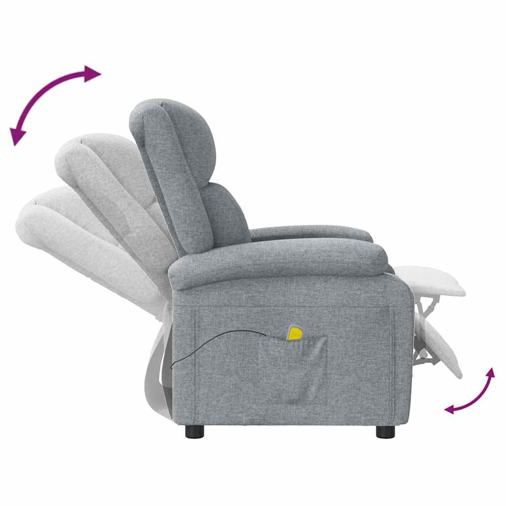 Foto 8 pulgar | Sillón Reclinable De Masaje Vidaxl De Tela Gris Claro Con Masaje Vibratorio - Venta Internacional.