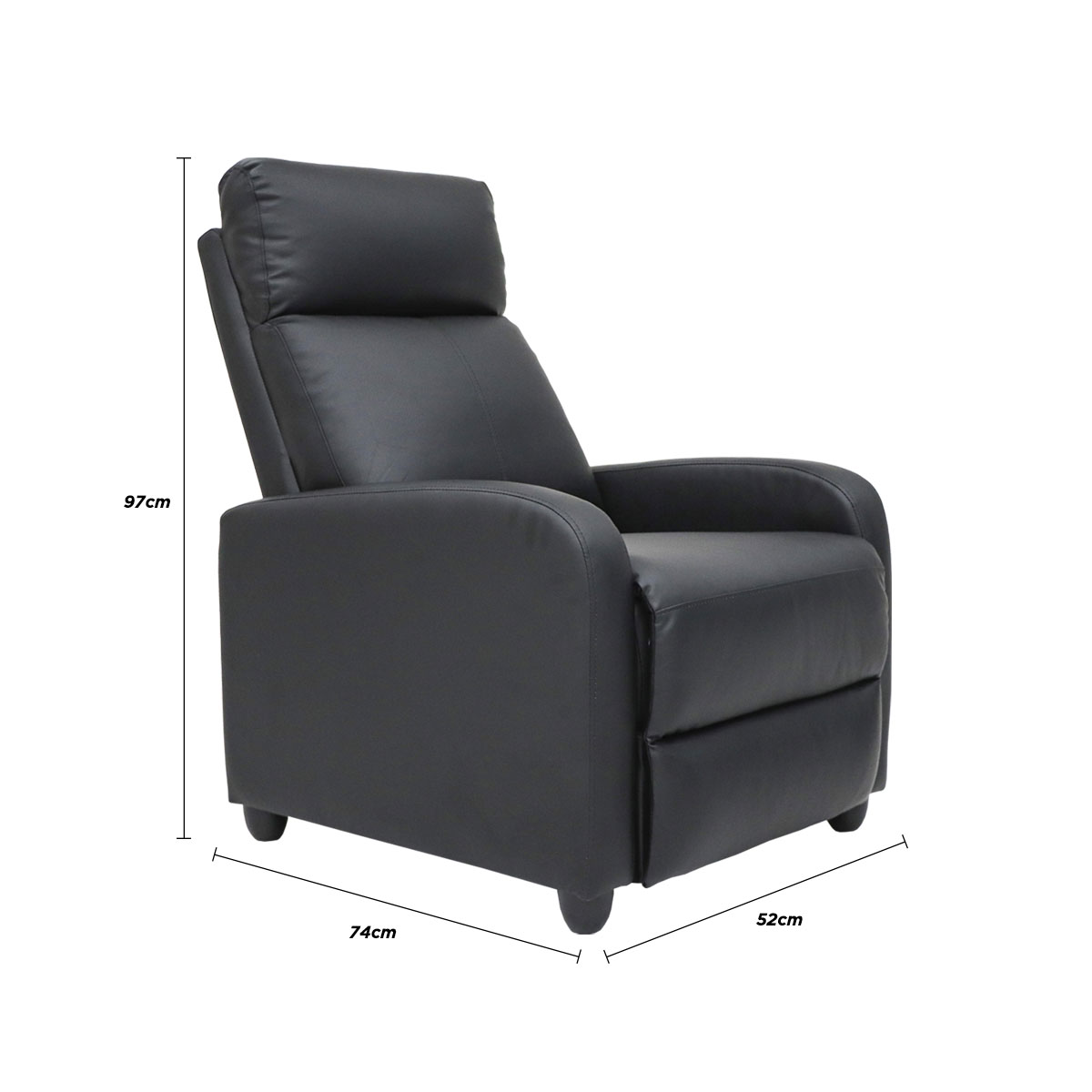 Foto 6 pulgar | Sillon Reposet Reclinable Pushback Con Masaje Torino Negro Vinipiel