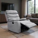 Sillón Reclinable Giratorio Tela Manual Moderno Mecedora Gris