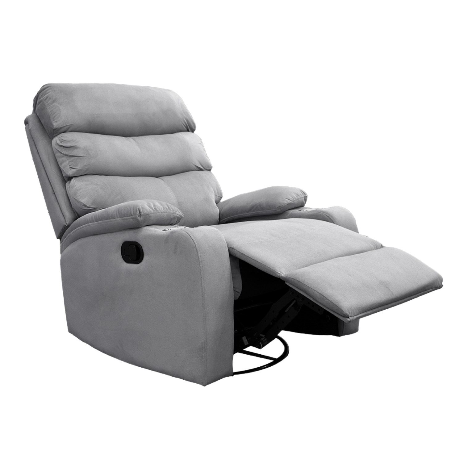 Foto 3 pulgar | Sillón Reclinable Giratorio Tela Manual Moderno Mecedora Gris