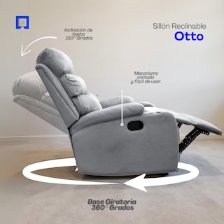 Foto 4 | Sillón Reclinable Giratorio Tela Manual Moderno Mecedora Gris