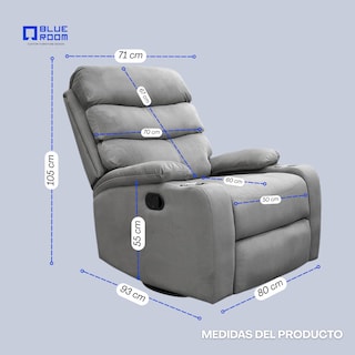 Foto 7 | Sillón Reclinable Giratorio Tela Manual Moderno Mecedora Gris