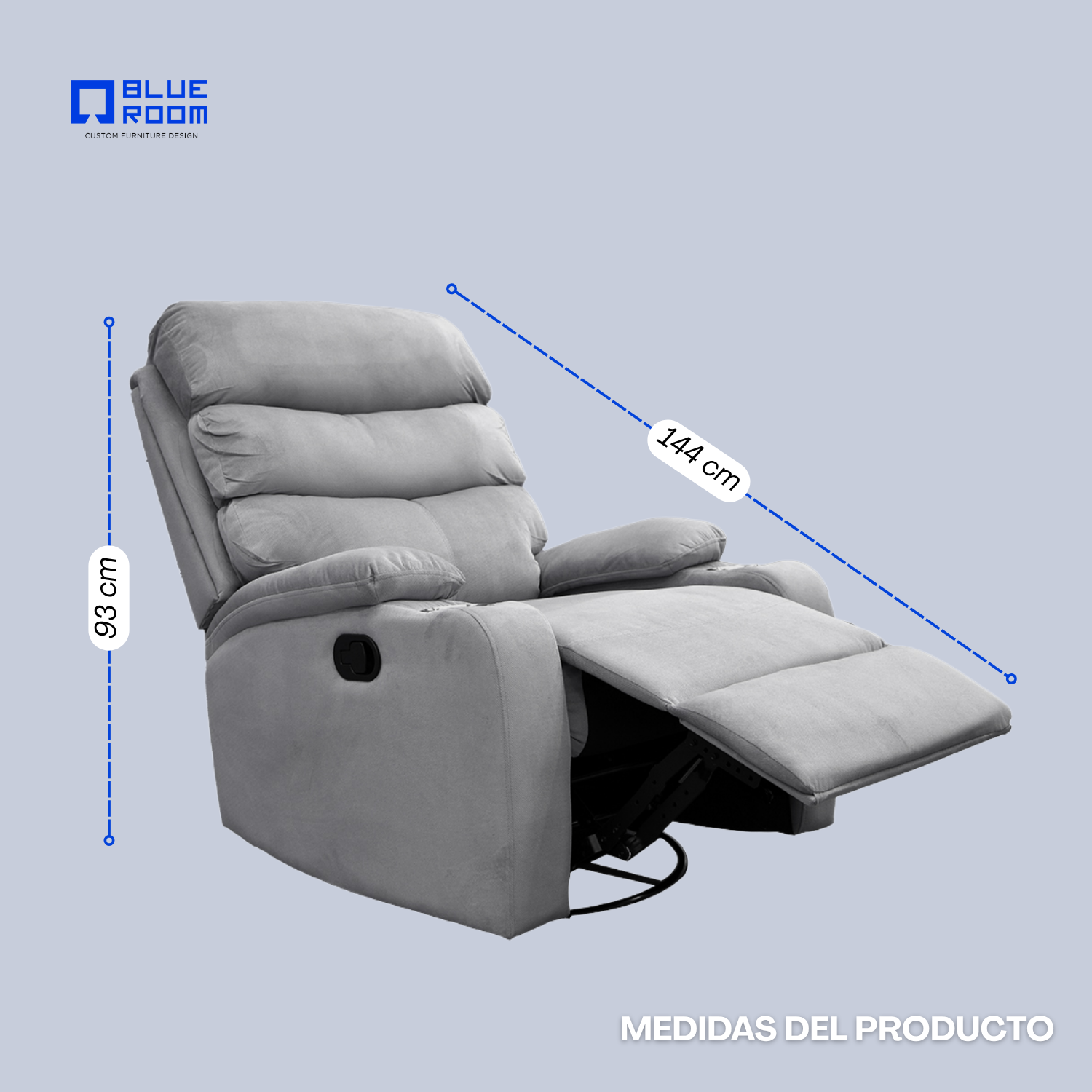 Foto 8 | Sillón Reclinable Giratorio Tela Manual Moderno Mecedora Gris