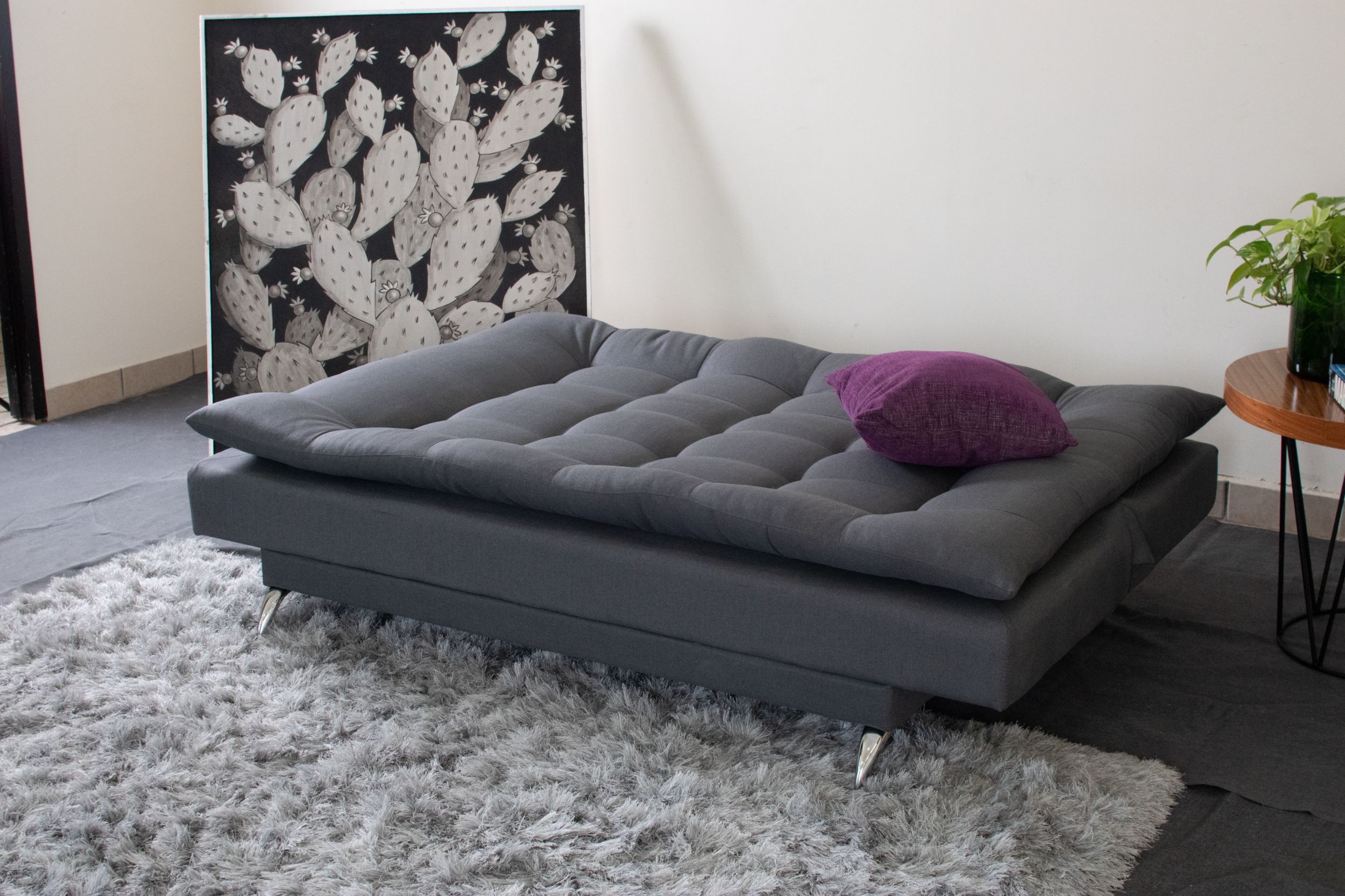Foto 4 pulgar | Sofá Cama M & E Muebles Carmen Gris Oxford De 3 Posiciones