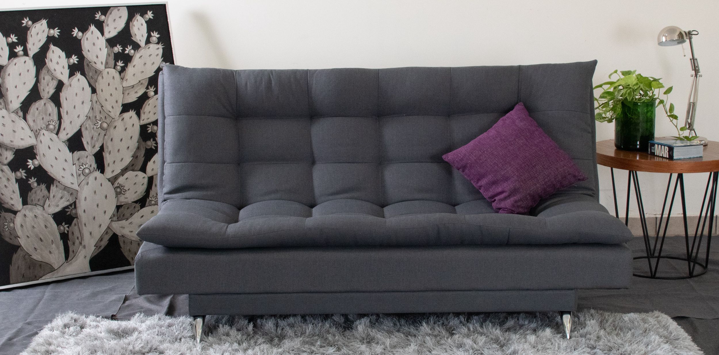 Foto 5 pulgar | Sofá Cama M & E Muebles Carmen Gris Oxford De 3 Posiciones