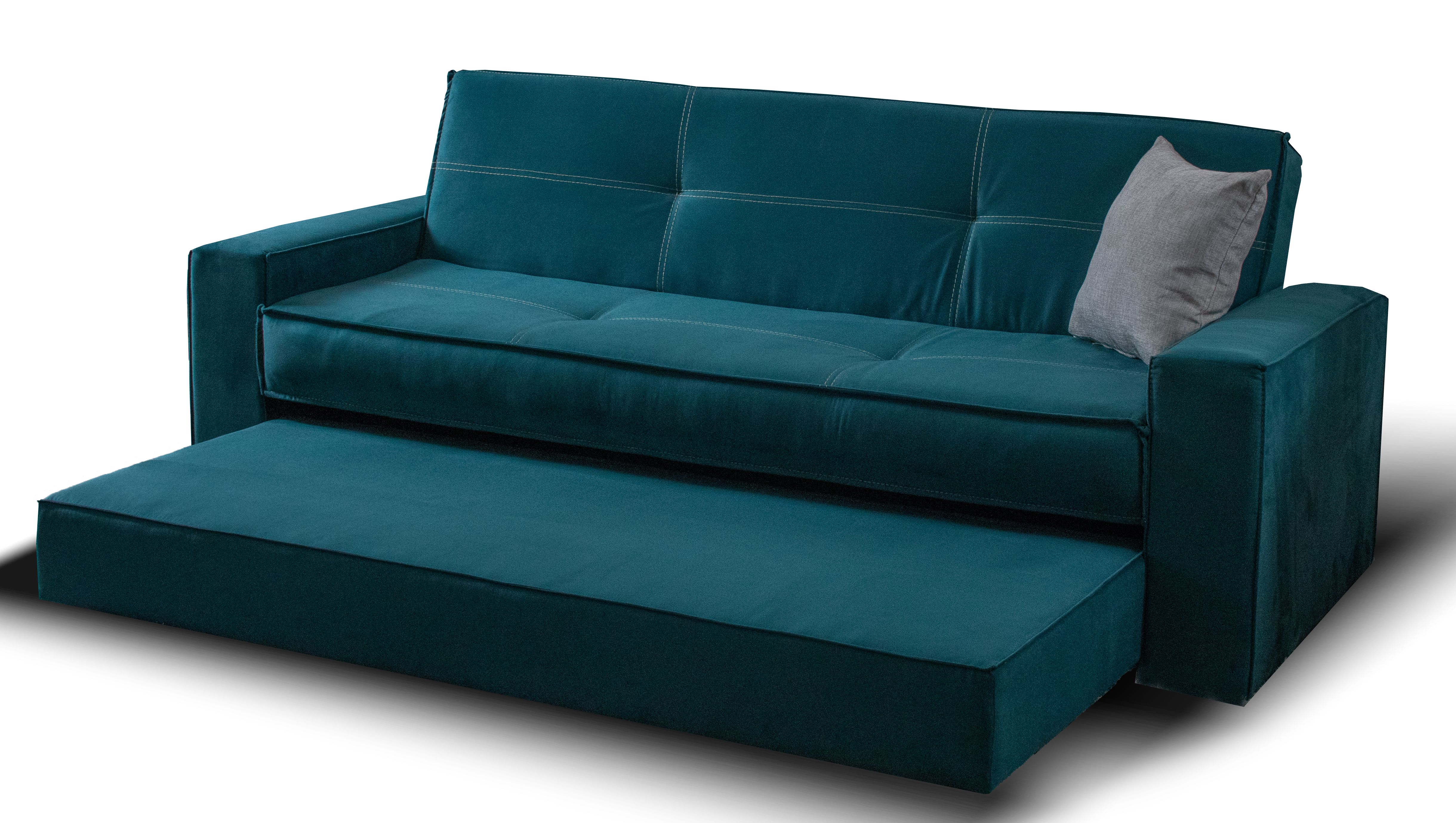 Foto 2 pulgar | Sofá Cama M & E Muebles Confort Azul Jade De 3 Posiciones  Incluye Cama