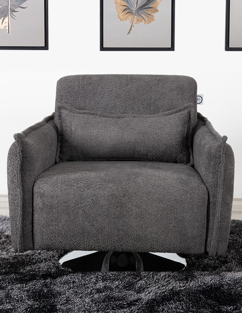 Foto 6 pulgar | Sillón M & E Muebles Antom Gris Oxford Giratorio