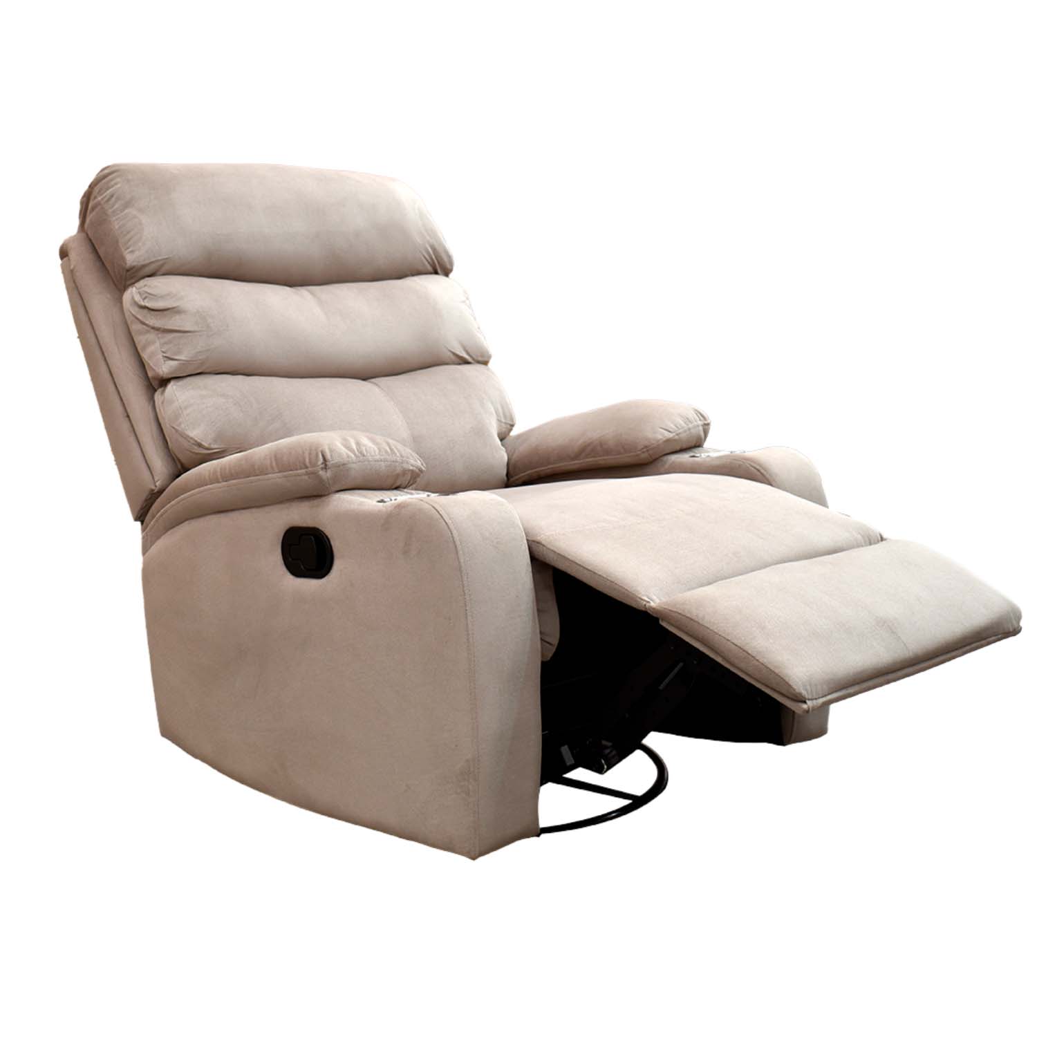Foto 3 pulgar | Sillón Reclinable Giratorio Tela Manual Moderno Mecedora Beige