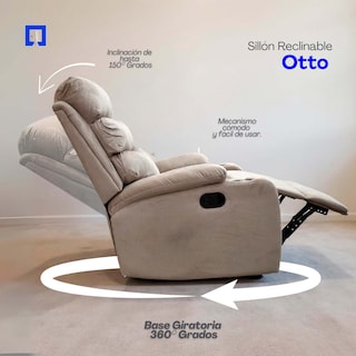Foto 4 | Sillón Reclinable Giratorio Tela Manual Moderno Mecedora Beige