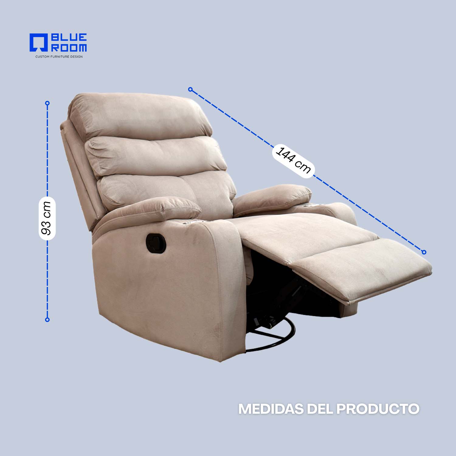 Foto 8 pulgar | Sillón Reclinable Giratorio Tela Manual Moderno Mecedora Beige