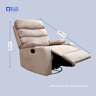 Foto 7 | Sillón Reclinable Giratorio Tela Manual Moderno Mecedora Beige