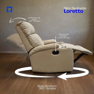 Foto 4 | Reclinable Giratorio Tactopiel Manual Moderno Mecedora