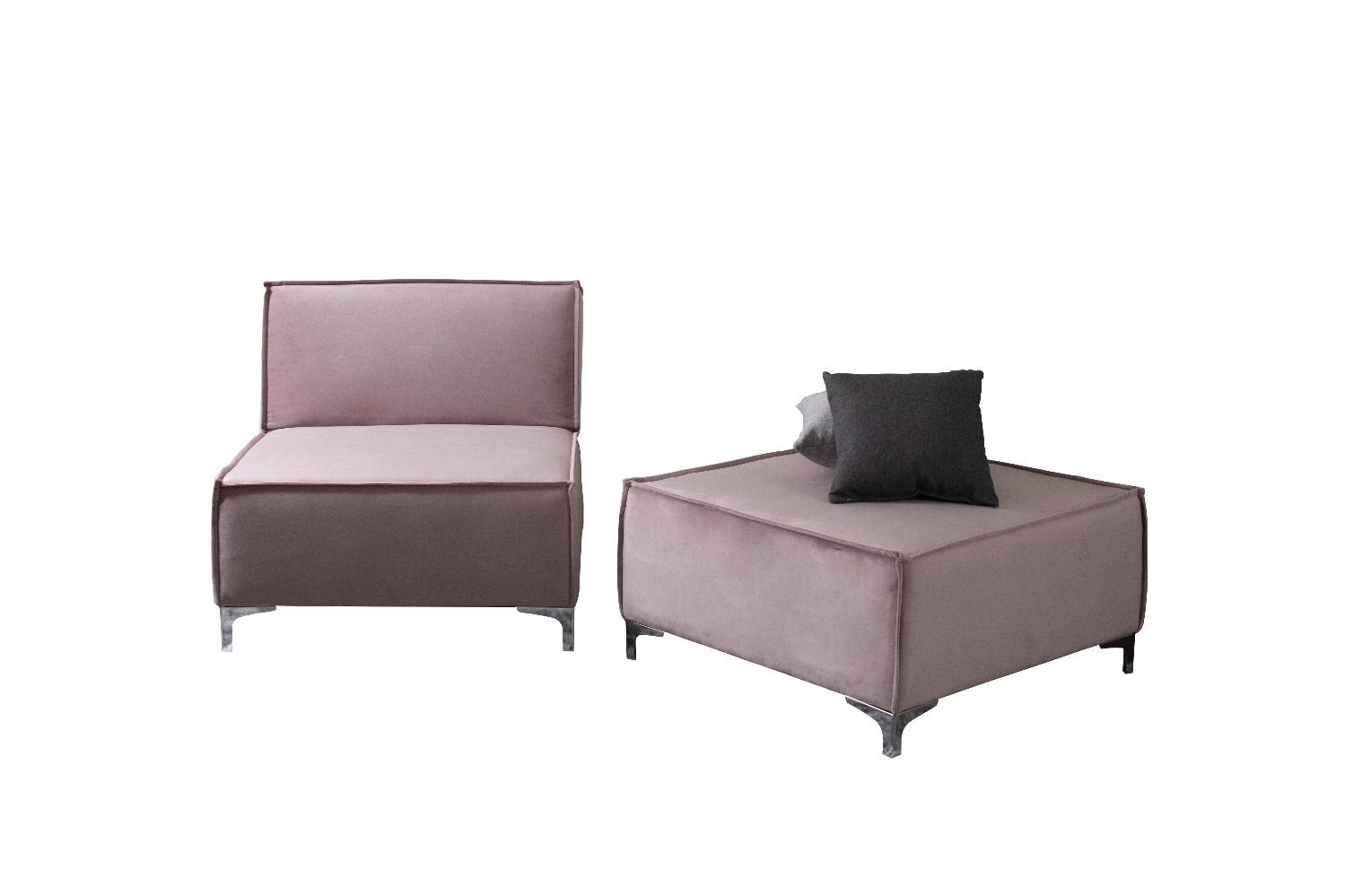 Foto 2 pulgar | Sofa Cama M &e Muebles Fernanda Rosa Individual Con Taburete 3 Posiciones