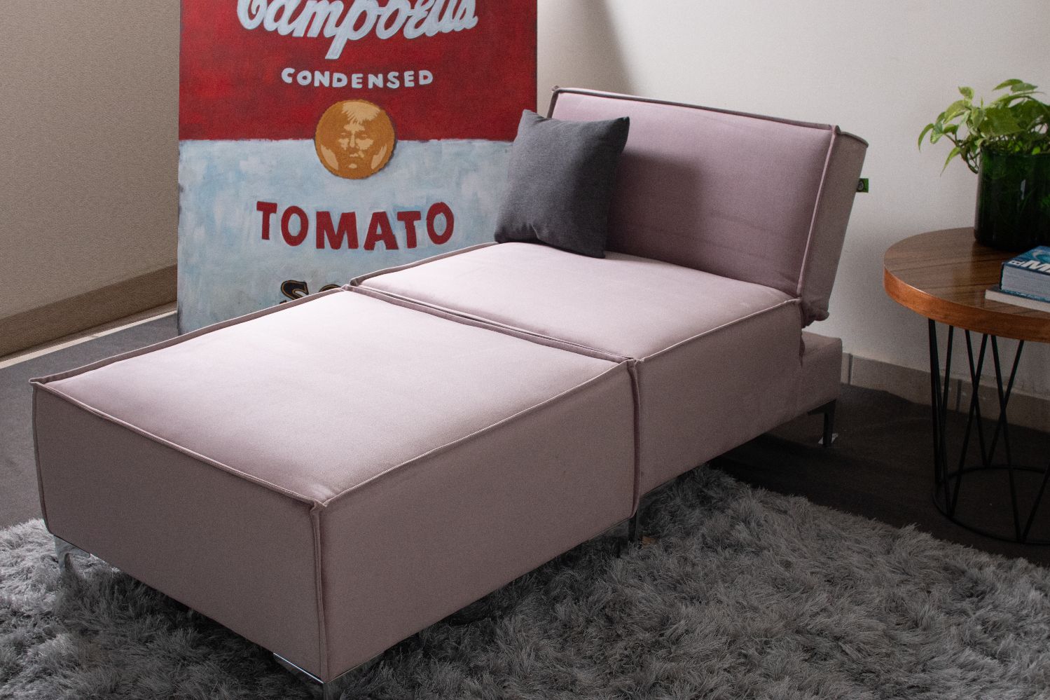 Foto 4 pulgar | Sofa Cama M &e Muebles Fernanda Rosa Individual Con Taburete 3 Posiciones