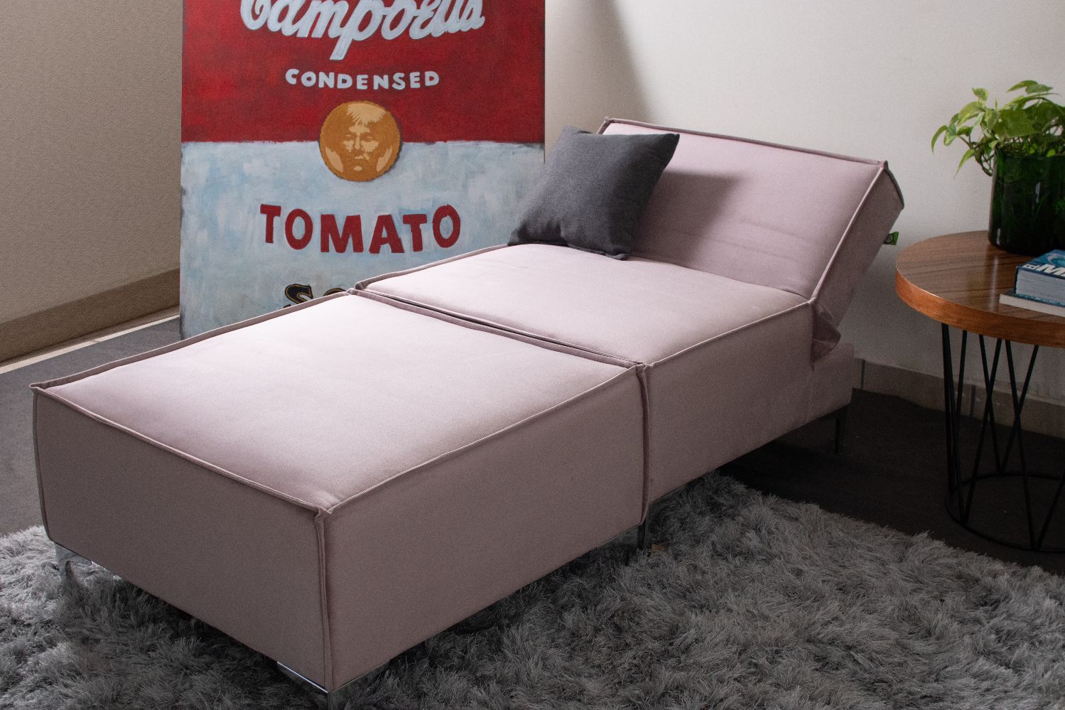Foto 4 | Sofa Cama M &e Muebles Fernanda Rosa Individual Con Taburete 3 Posiciones