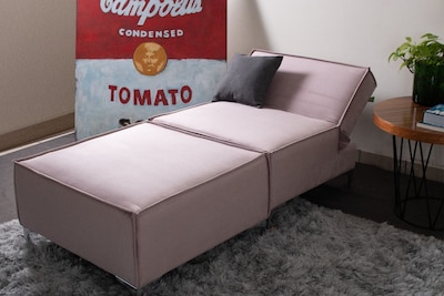 Foto 4 | Sofa Cama M &e Muebles Fernanda Rosa Individual Con Taburete 3 Posiciones