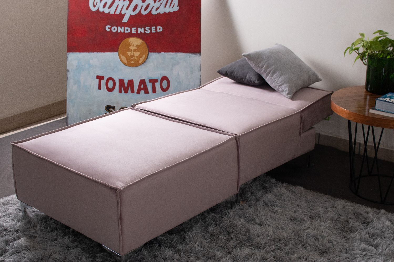 Foto 5 | Sofa Cama M &e Muebles Fernanda Rosa Individual Con Taburete 3 Posiciones