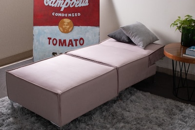 Foto 5 | Sofa Cama M &e Muebles Fernanda Rosa Individual Con Taburete 3 Posiciones