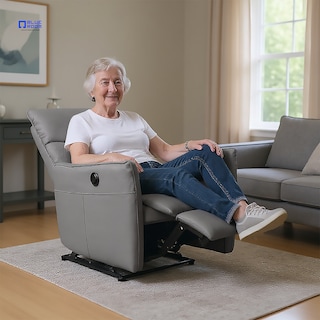 Foto 4 | Sillón Reclinable Eléctrico Piel Grisa Mecedora