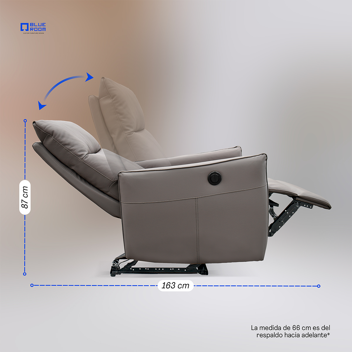 Foto 6 pulgar | Sillón Reclinable Eléctrico Piel Grisa Mecedora