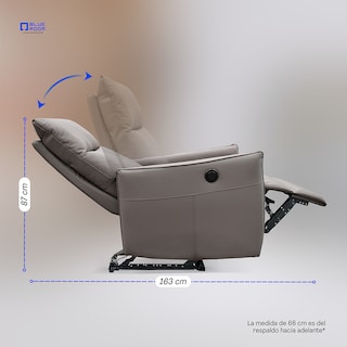 Foto 5 | Sillón Reclinable Eléctrico Piel Grisa Mecedora