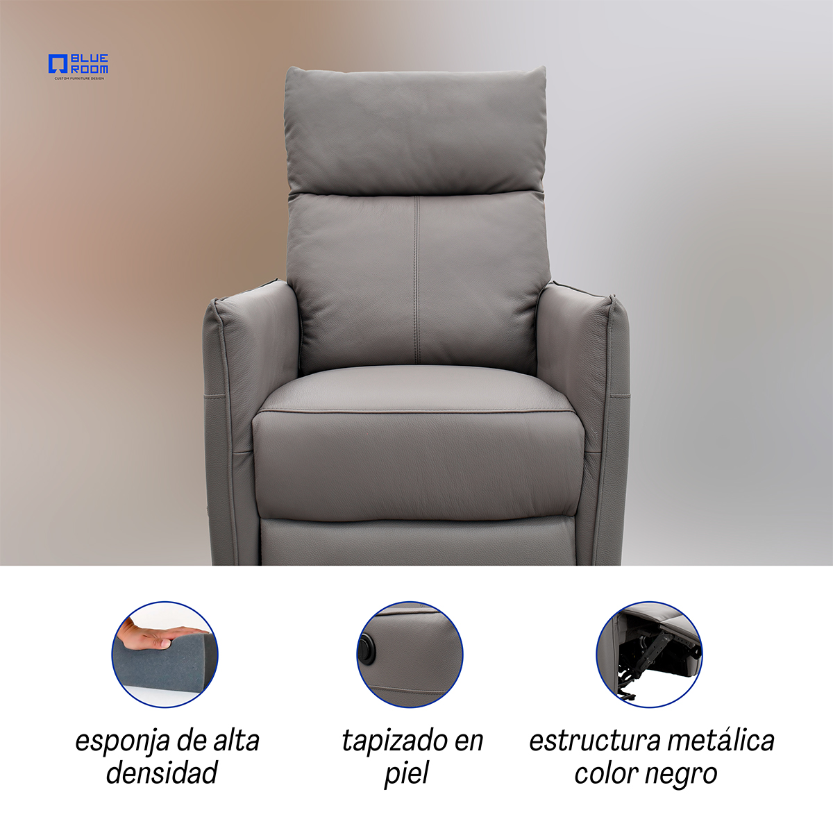 Foto 7 pulgar | Sillón Reclinable Eléctrico Piel Grisa Mecedora