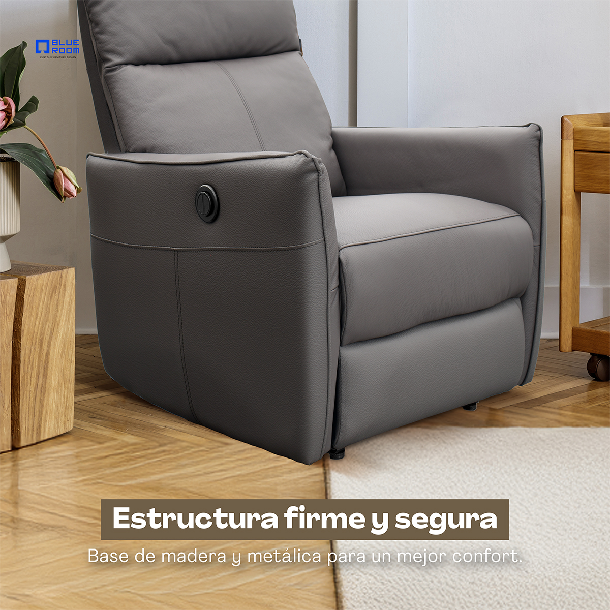 Foto 7 | Sillón Reclinable Eléctrico Piel Grisa Mecedora