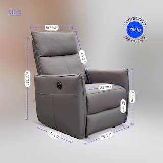 Foto 8 | Sillón Reclinable Eléctrico Piel Grisa Mecedora
