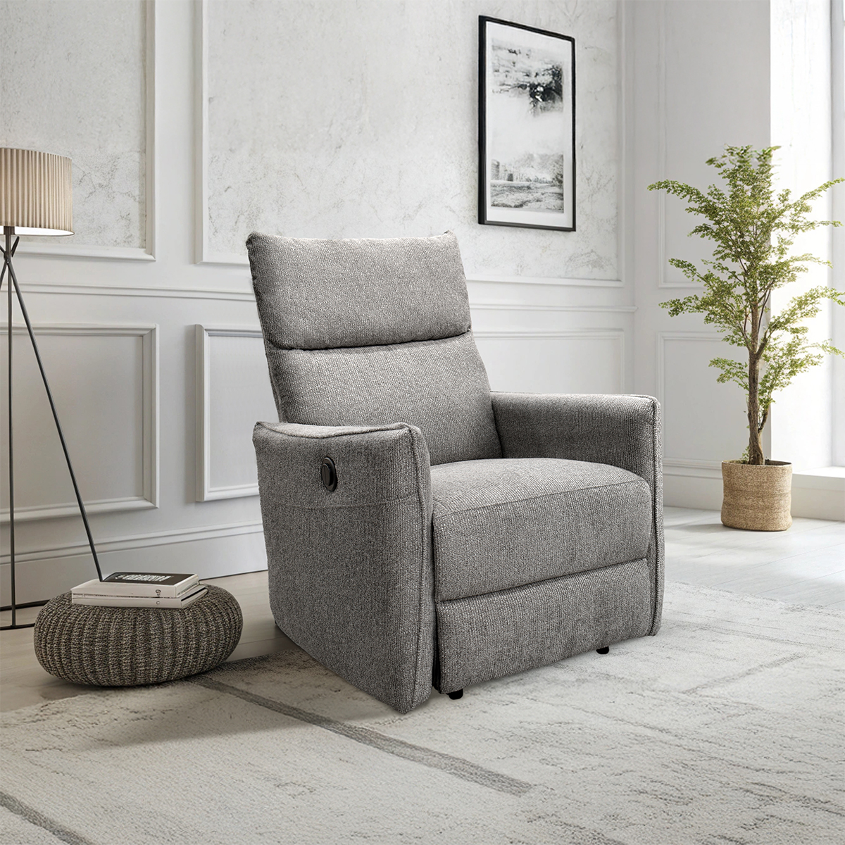 Sillón Reclinable Eléctrico Tela Gris