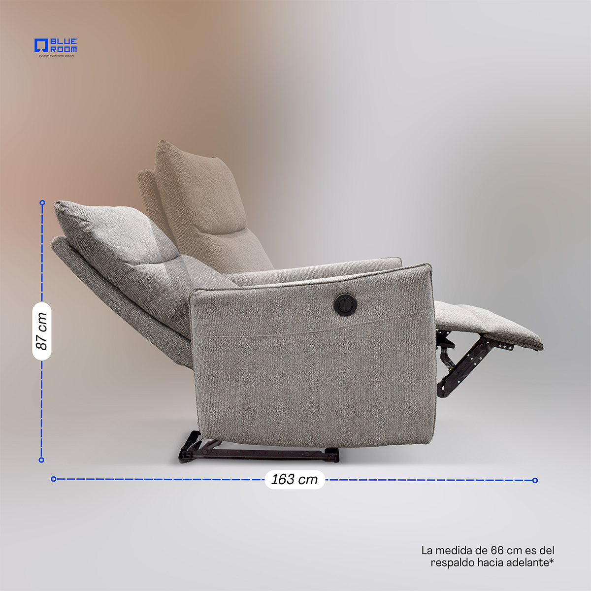 Foto 5 | Sillón Reclinable Eléctrico Tela Gris