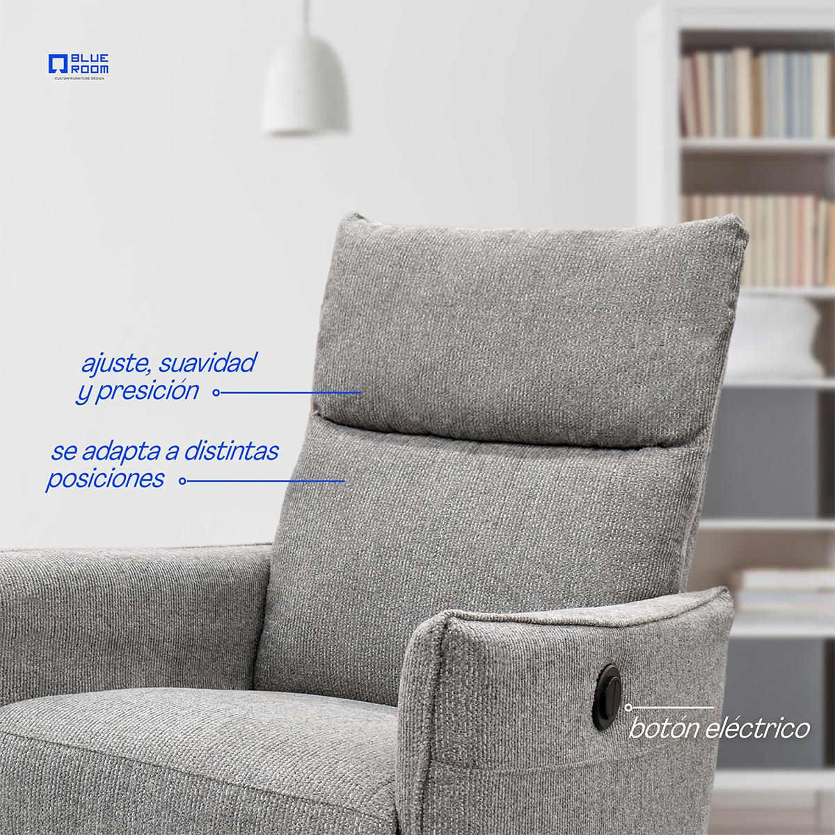 Foto 6 | Sillón Reclinable Eléctrico Tela Gris