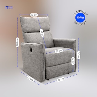 Foto 8 | Sillón Reclinable Eléctrico Tela Gris