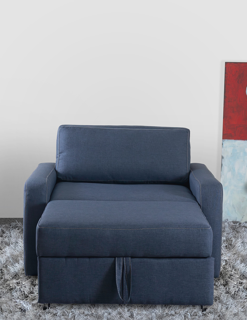 Foto 5 pulgar | Sofa Cama M & E Muebles Franco Sillon Azul Denim Individual 3 Posiciones