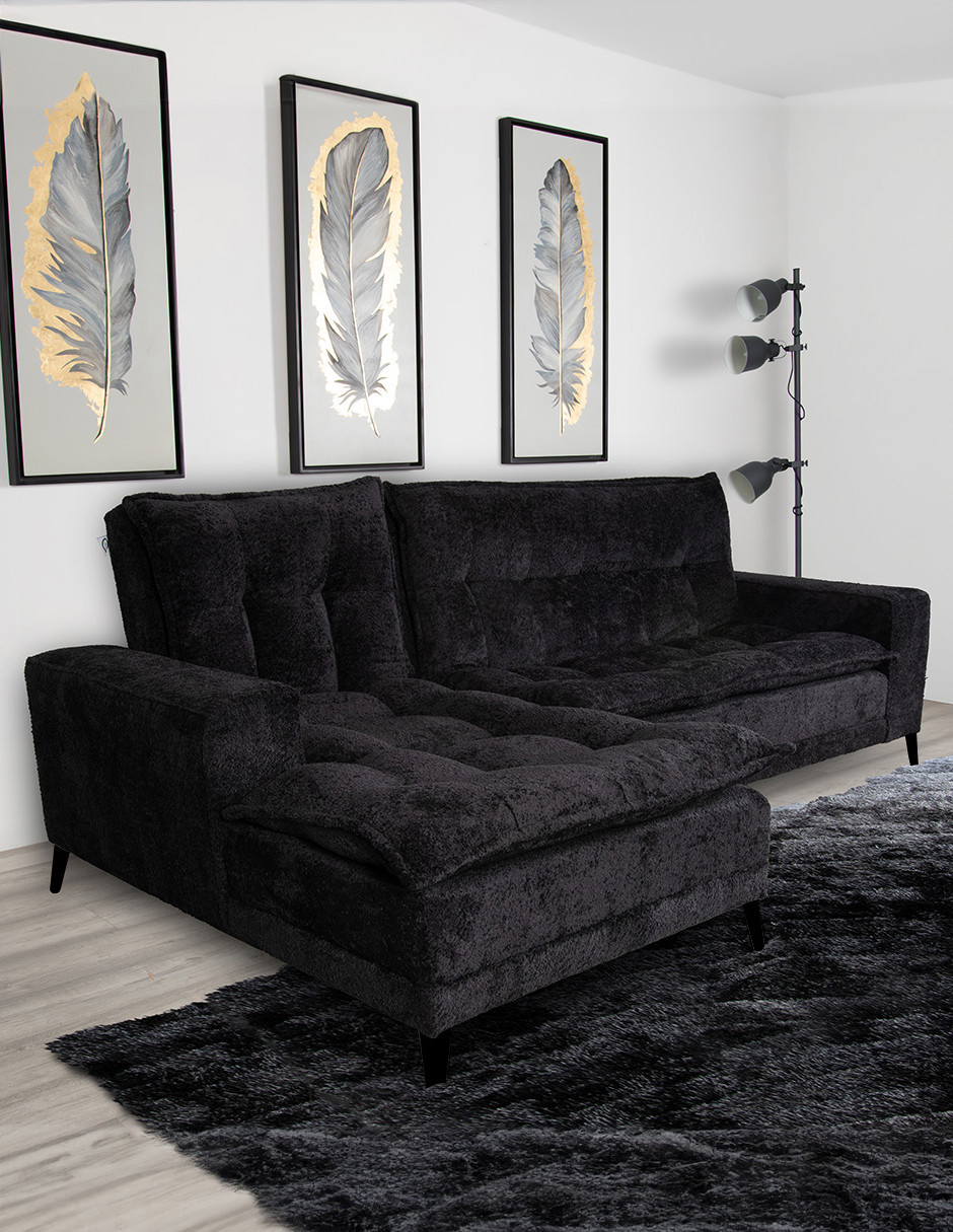 Foto 4 | Sala Esquinera M & E Muebles Jennifer Negro Izquierda 3 Posiciones