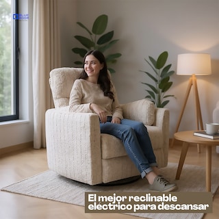Foto 2 | Blue Room Sillón Reclinable Giratorio Con Mecedora-eléctrico Ashford -tela Acolchonada Beige