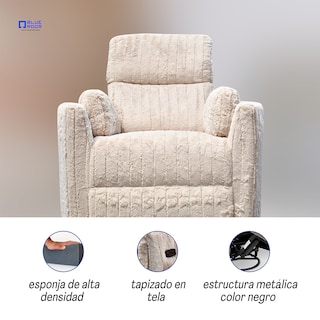 Foto 6 | Blue Room Sillón Reclinable Giratorio Con Mecedora-eléctrico Ashford -tela Acolchonada Beige