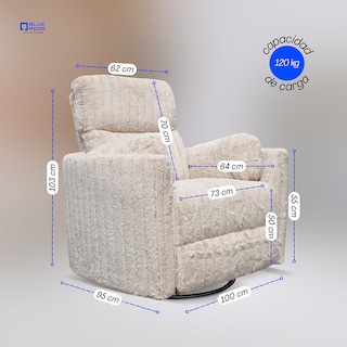 Foto 7 | Blue Room Sillón Reclinable Giratorio Con Mecedora-eléctrico Ashford -tela Acolchonada Beige