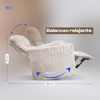 Foto 8 | Blue Room Sillón Reclinable Giratorio Con Mecedora-eléctrico Ashford -tela Acolchonada Beige
